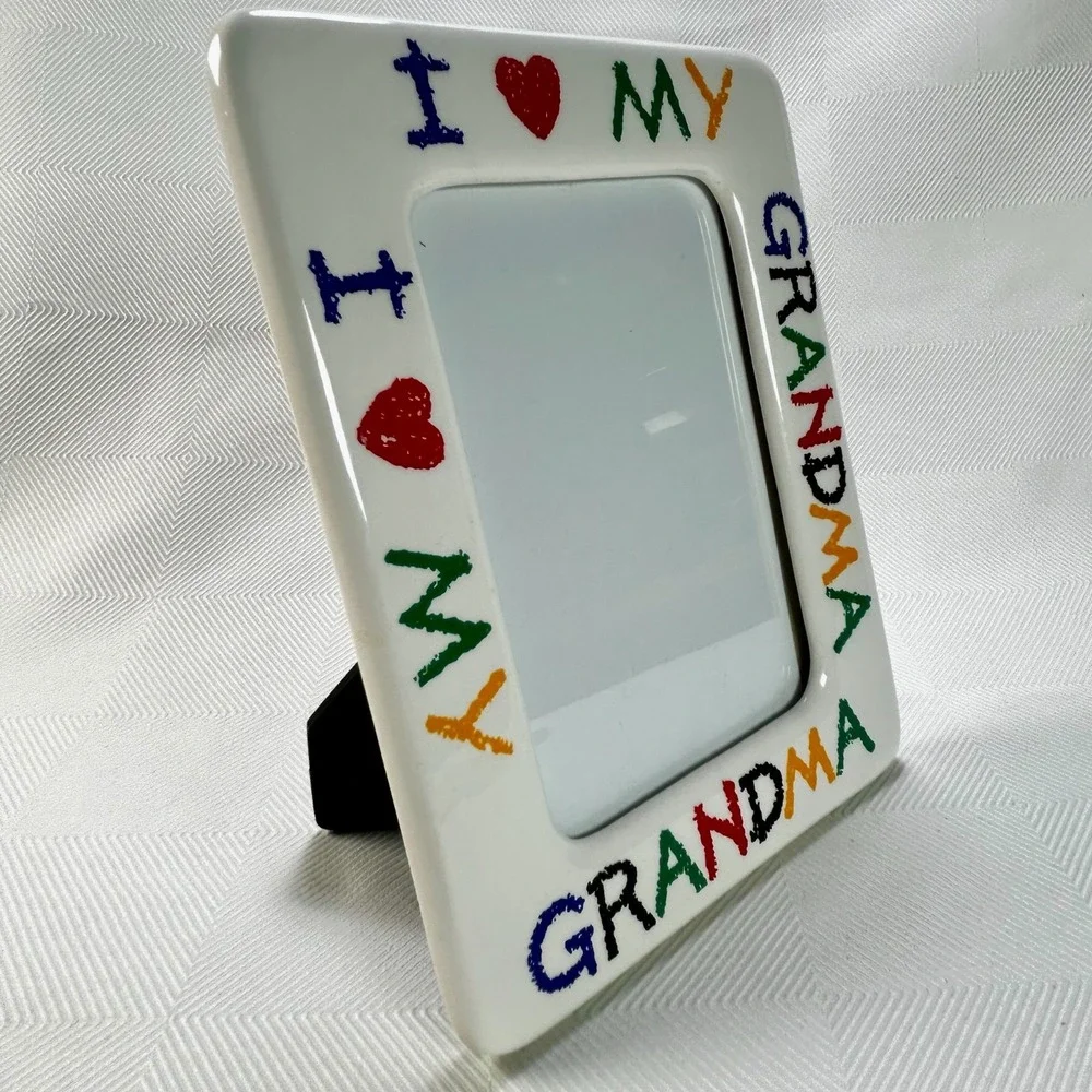 Vintage I LOVE MY GRANDMA Ceramic Picture/Photo Frame 4 x 6